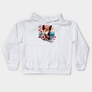 Thai Ridgeback Revels in Spring Cherry Blossoms Kids Hoodie